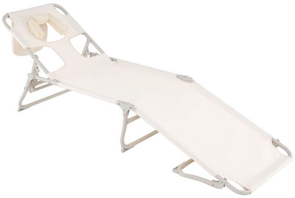 COSTWAY Gartenliege, Sonnenliege klappbar & verstellbar mit Öffnungen