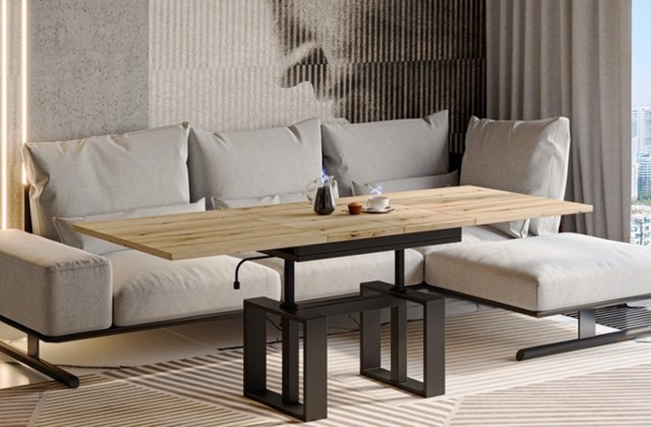 Endo-Moebel Couchtisch Empoli - ausziehbar 110-170cm und höhenverstellbar Doppellift Metall, Couch- & Esstisch, Funktionstisch, modern Design, umwandelbar Bild 3