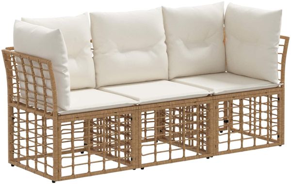 vidaXL Outdoor-Sofagarnitur mit Kissen 3 pcs Natur Polyester 3437406