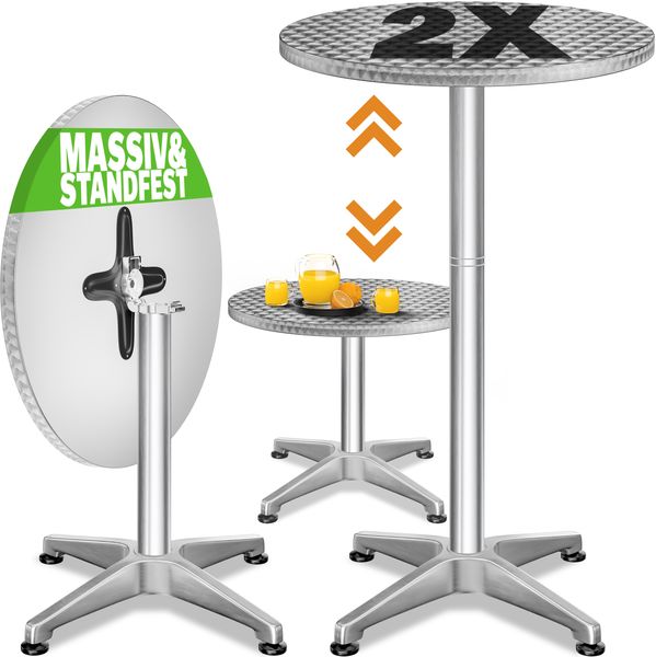 Casaria Stehtisch 2er Set Klappbar Höhenverstellbar Ø60cm Aluminium 70 cm / 115 cm Bistrotisch Bartisch Partytisch