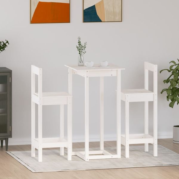 3-tlg. Bar-Set Weiß Massivholz Kiefer [3124733]