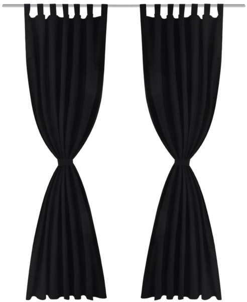 vidaXL Vorhänge Gardinen aus Satin 2-teilig, Schwarz, 140x225 cm