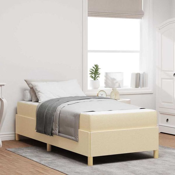 vidaXL Bettrahmen mit Matratze Creme 80 x 200 cm Stoff 3398897