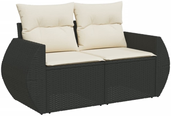 vidaXL 5-tlg. Garten-Sofagarnitur mit Kissen Schwarz Poly Rattan 3327255 Bild 4