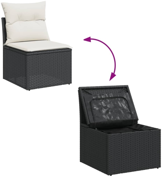 vidaXL 5-tlg. Garten-Sofagarnitur mit Kissen Schwarz Poly Rattan 3327255 Bild 6
