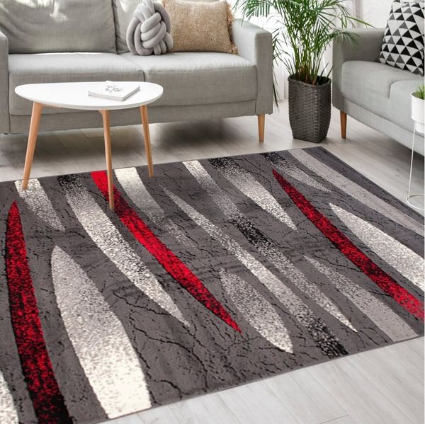 Mazovia Designteppich Modern Teppich Kurzflor Wohnzimmerteppich Robust und pflegeleicht GRAU, 80 x 150 cm, Fußbodenheizung,Allergiker geeignet,Farbecht,Pflegeleicht,Geometrisch