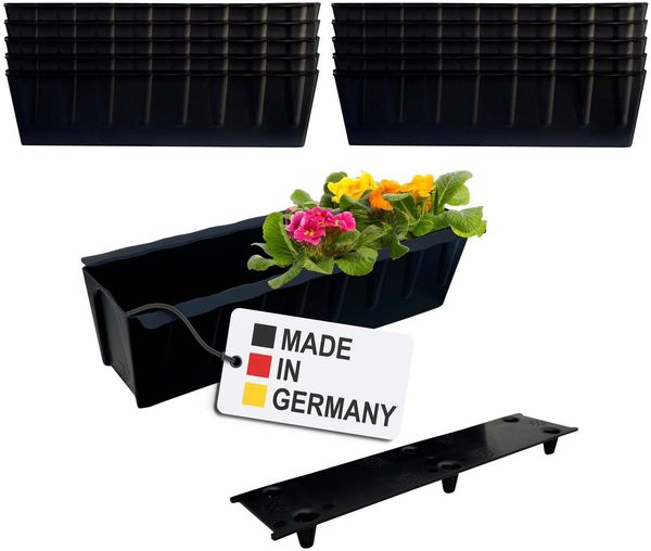 BURI 10 Euro-Paletten Blumenkästen-Einsätze inkl. Bewässerungsmatte | 37,3cm Schwarz | Pflanzkasten für Europalette Palette | Balkonkasten | Blumentopf | aus stabilen Kunststoff | Made in Germany Bild 2