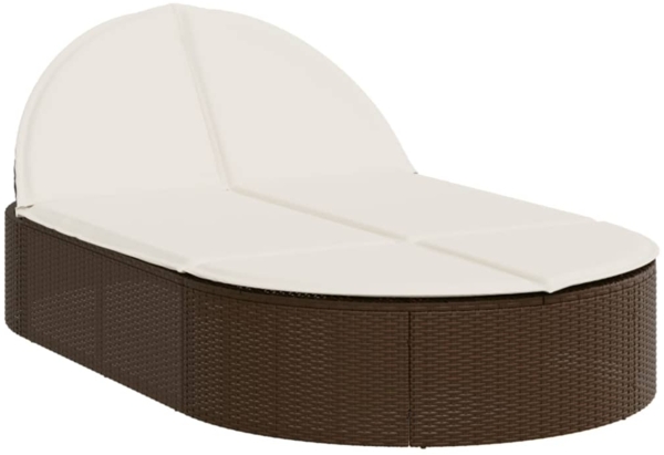 vidaXL Doppel-Sonnenliege mit Auflagen Braun Poly Rattan 368647