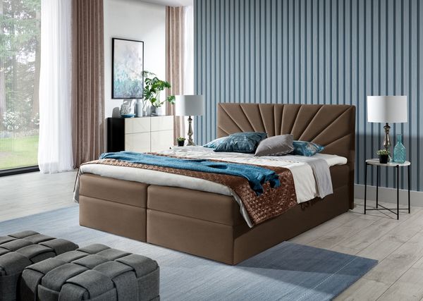 99rooms Lazzaro Boxspringbett Kunstleder SOFT Hellbraun 120x200 cm