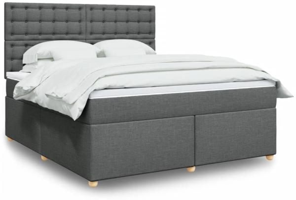 vidaXL Boxspringbett mit Matratze Dunkelgrau 180x200 cm Stoff 3291374