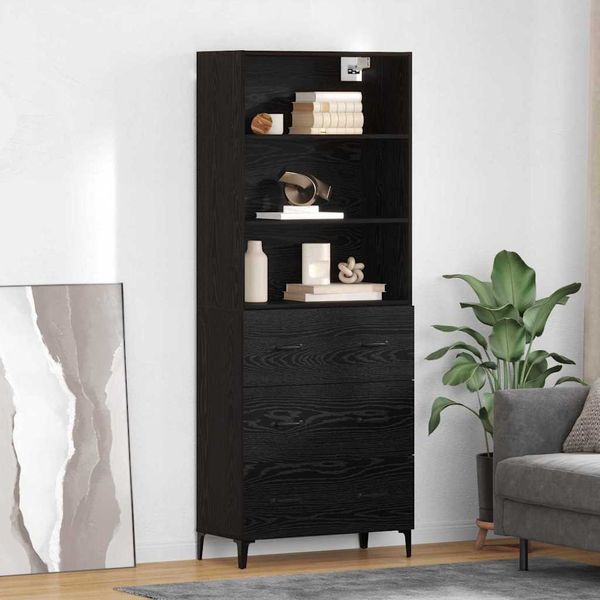 vidaXL Highboard Schwarz Eichen-Optik 69,5 x 34 x 180 cm Holzwerkstoff 3416191