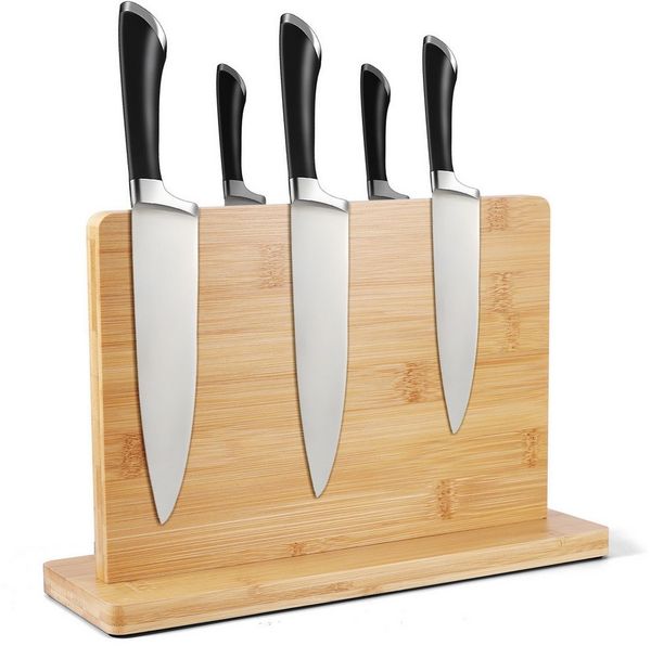 BlingBin Magnet-Messerblock Holz Unbestückte Messerblöcke, Doppelseitiger Messerhalter (1tlg), platzsparender Messerhalter, robuste Magnetkraft, für alle Messerarten