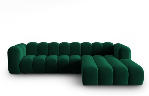 Micadoni Modulares Ecksofa Lupine 4-Sitzer Rechts Samtstoff Salvador Flaschengrün