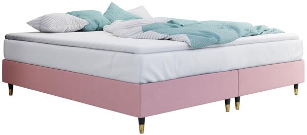 Boxspringbett Sauro Gold für Wandpaneel, Rosa, 140 x 200 cm