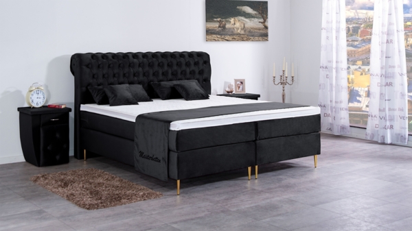 Meisterbetten Boxspringbett Lisa 180x200 in VS-Schwarz, Matratzenbezug Nano, Ergoflex-Topper Bild 3
