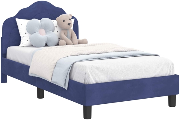 vidaXL Kinderbettgestell mit Kopfteil Polizeiblau 80x160 cm Samt 42010942