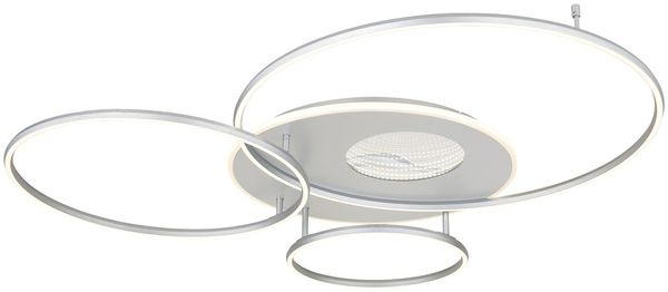 LED Deckenleuchte INVERTINA, Aluminium, Silber, Dimmbar, Timer, H 13 cm