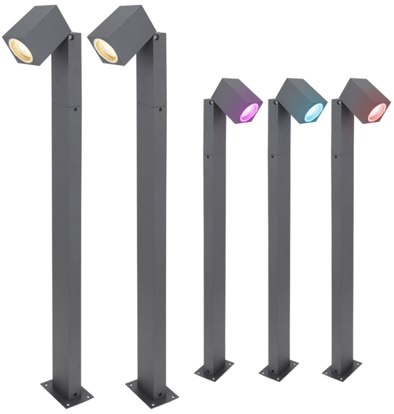 2er Set RGB LED Stehleuchte, Alu, Glas, beweglich, H 80 cm