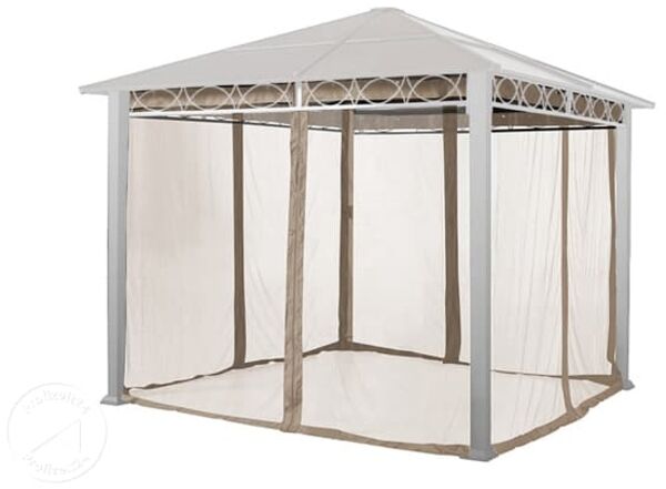 TOOLPORT Moskitonetz für Gartenpavillon Rendezvous Deluxe 3x3 m - Polyester - Insektengitter mit Reißverschluss - cappuccino