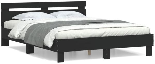 vidaXL Bettgestell mit Kopfteil Schwarz 150x200 cm Holzwerkstoff 3207414