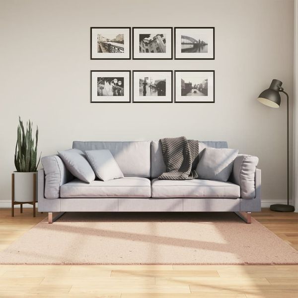 vidaXL Teppich HUARTE Kurzflor Weich und Waschbar Blassrosa 160x160 cm 375154