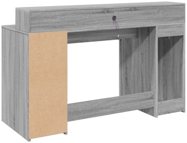 vidaXL LED-Schreibtisch Grau Sonoma 140x55x91 cm Holzwerkstoff 3309425 Bild 7