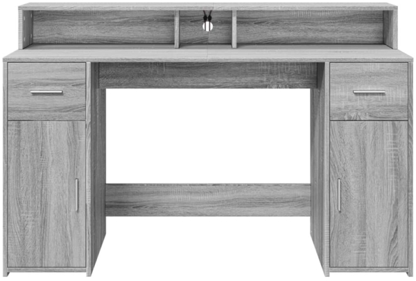 vidaXL LED-Schreibtisch Grau Sonoma 140x55x91 cm Holzwerkstoff 3309425 Bild 5