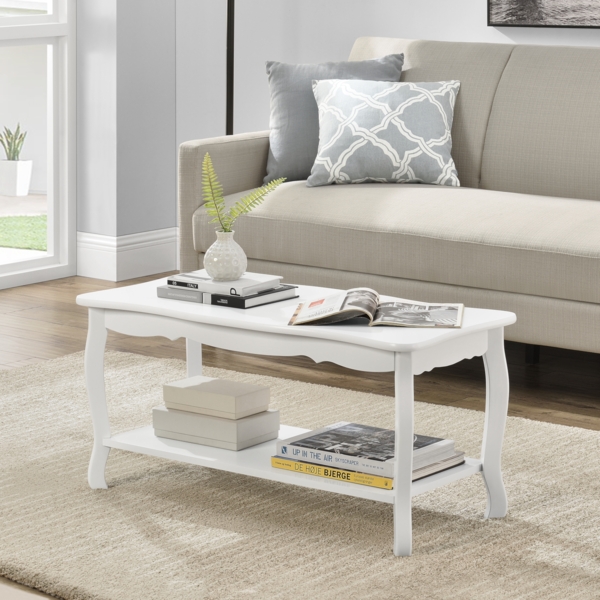 Couchtisch Pearl 88x40x42 cm Shabby Shic Stil Weiß en. casa