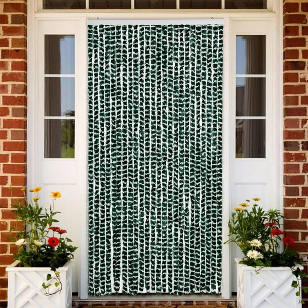 vidaXL Fliegenvorhang Grün und Weiß 100x230 cm Chenille 377386