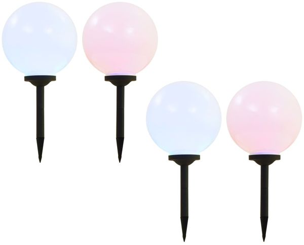 vidaXL Außen-Solarlampen 4 Stk. LED Kugel 30 cm RGB 277127