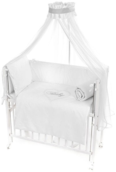 Beistellbett 90×40 Matratze, Rollen, BABY Himmel Schleifen