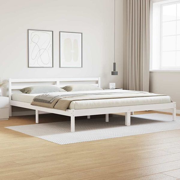 vidaXL Bettrahmen Weiß 215,5 x 185,5 x 69,5 cm Massivholz Kiefer 869771