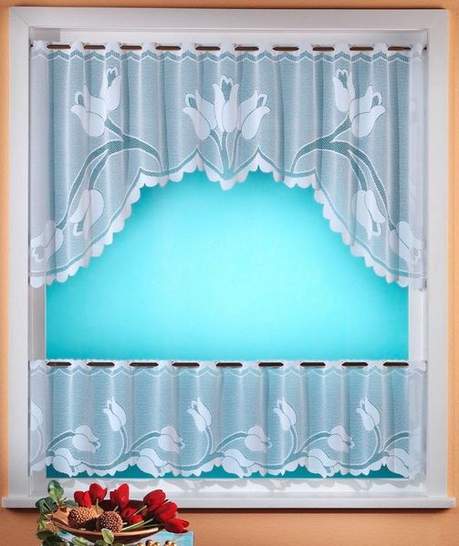 Weckbrodt Scheibengardine Eliana (1 St), Stangendurchzug, halbtransparent, Jacquard, Bistro, Jacquard, floral, 2teiliges Set, Gardine, Store