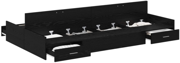 vidaXL Aufbewahrungsbettgestell Schwarz Eichen-Optik 120 x 190 cm 3335326