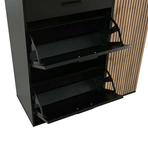 Garderoben-Set, Schrank, Kommode, Spiegel, 2 Schuhschrank, ohne Dekoration, Garderobenpaneel mit Spiegel, Hutablage und 4 Haken,Schuhschrank mit Schuhbank, Flur mit Stauraumtrennwand Bild 10