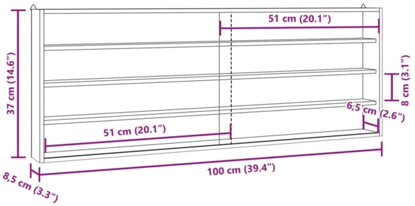 vidaXL Sammlervitrine aus Holz mit Türen 100x8,5x37 cm 4017388 Bild 9