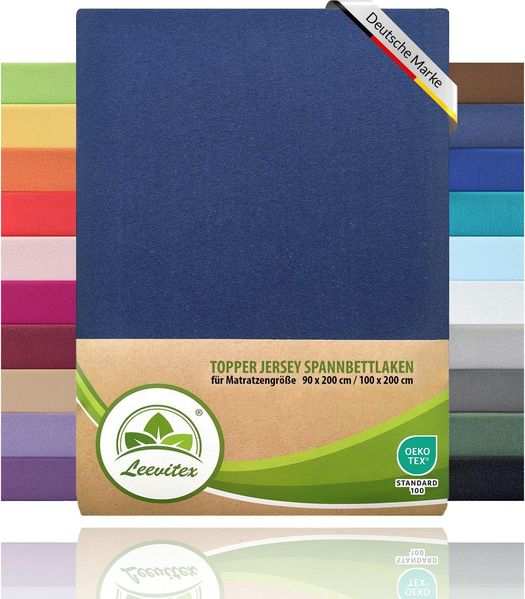 leevitex® Spannbettlaken für Topper – weich, anschmiegsam, pflegeleicht & ideal zum Wohlfühlen, Gummizug: Rundum-Gummizug, 100 % Baumwolle, 18 cm Steghöhe