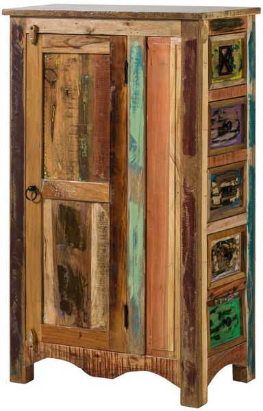 Kommode Altholz 70x40x120 mehrfarbig lackiert NATURE OF SPIRIT #58