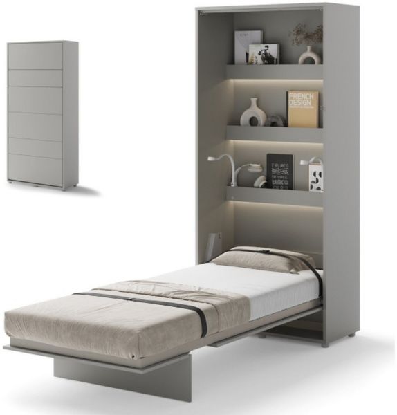 yourhouse24 Schrankbett Bed Concept Wandklappbett Vertikal Gästebett Grau 90/120/140/160/180cm
