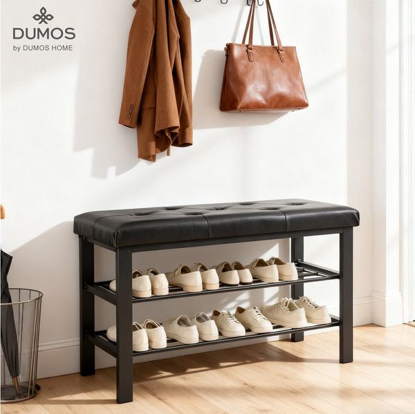 DUMOS Schuhbank Praktische Schuhbank für bequemes An- und Ausziehen (Sitzbank für Schuhe), Sitzfläche aus Kunstleder