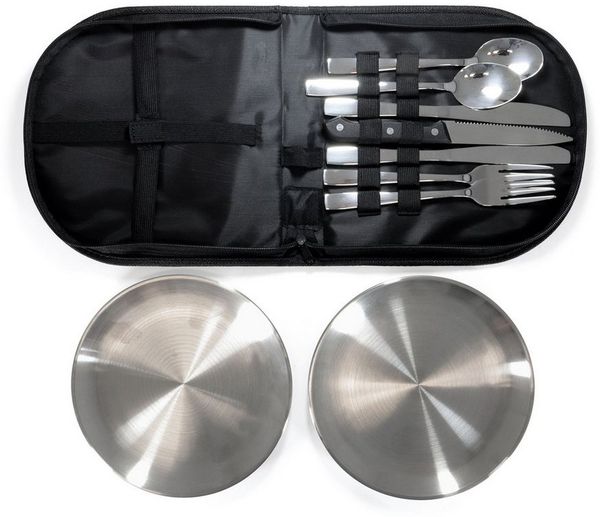 Origin Outdoors Geschirr-Set Edelstahl Camping-Geschirrset 'Rendezvous' – robust & komplett, Edelstahl