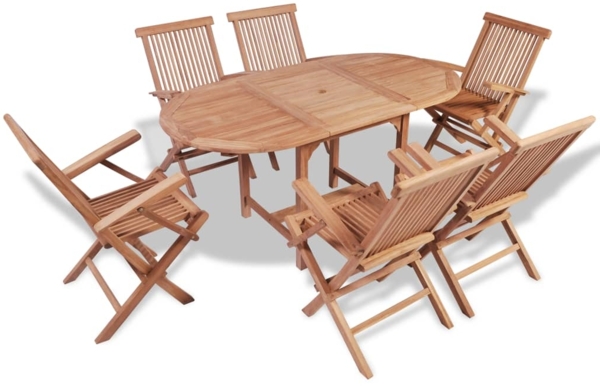vidaXL 7-tlg. Garten-Essgruppe Teak Massivholz 44685