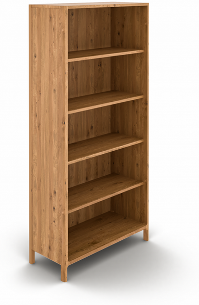 Bücherregal Swig aus Wildeiche massiv geölt 90x188 cm mit 5 offenen Fächern