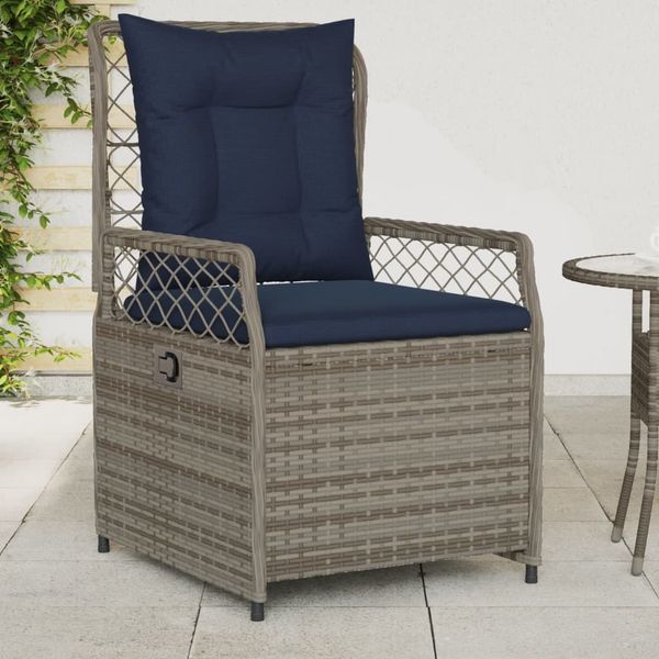 vidaXL Liegende Gartenstühle 2 Stk. Grau Poly Rattan 368668