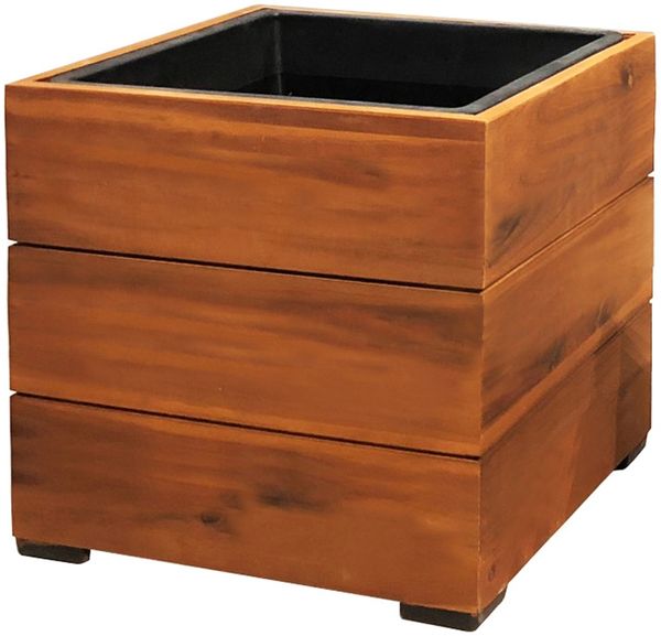Pflanzgefäß Colorado 1 Pflanzkasten Blumenkasten Akazienholz 44,5x40,5 cm mit Einsatz
