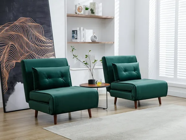 Vente-unique - URIBIA Sessel SamtStoff Grün - B 91 cm x H 81 cm x L 77,5 cm