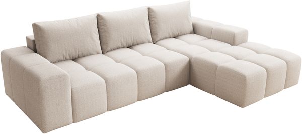 Ecksofa Cento, L-Sofa, Eckcouch L-Form, Sofa Rechts, Sofa Webstoff, 285 x 56 x 180 cm, Beige