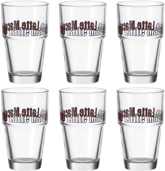 Leonardo Solo Becher Latte Macchiato 6er Set, Kaffeegläser, Cappuccino, Glas, 400 ml, 86583