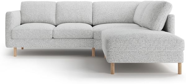 Micadoni Symmetrisches Ecksofa Eden 4-Sitzer Rechts Strukturierter Stoff Hellgrau Melange Bild 2