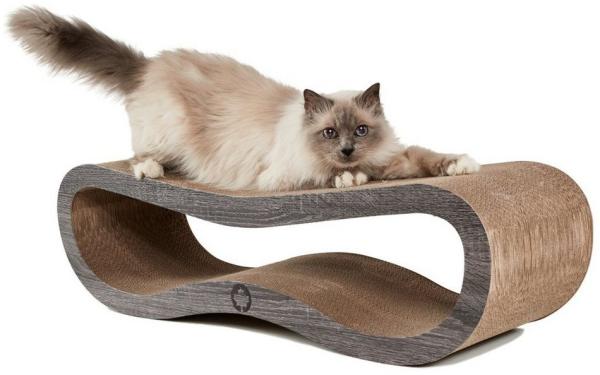 Kratzbrett Orbit 2.0 84 x 24 x 23 cm dunkelgrau Holzoptik Kratzmöbel Kratzpappe